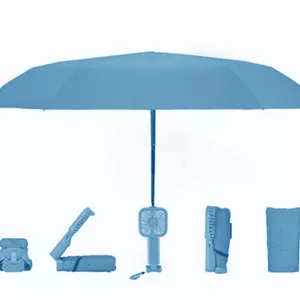 چتر بارانی و آفتابی دارای مینی پنکه شارژی Mini Fan Umbrella Product ST-200 آبی