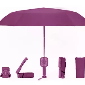 چتر بارانی و آفتابی دارای مینی پنکه شارژی Mini Fan Umbrella Product ST-200 صورتی