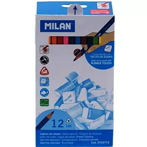 مداد رنگی 12 رنگ میلان مدل RUBBER TOUCH