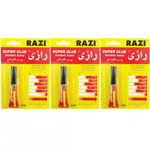 چسب قطره ای رازی مدل Super Glue حجم 3 میلی لیتر بسته 3 عددی