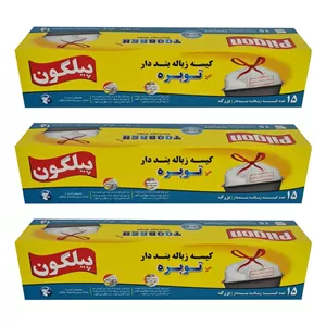کیسه زباله پیلگون مدل بنددار تجزیه پذیر توبره مجموعه 3 عددی چند رنگ