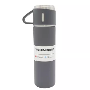 فلاسک مدل 3 کاپ VACUUM گنجایش 0.5 لیتر به همراه لیوان مجموعه 3 عددی طوسی