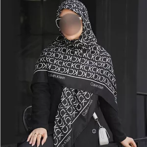 روسری سیا اسکارف طرح Ck سفید مشکی