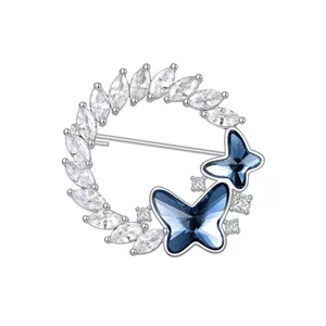 سنجاق سینه زنانه شهر جواهر مدل SJ-BR107 آبی کاربنی