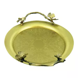 سینی پذیرایی مدل بیضی متوسط برنجی کد B-3088 طلایی براق