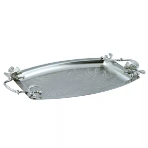 سینی پذیرایی مدل هلالی بزرگ نقره‌ای کد N-6082 نقره ای