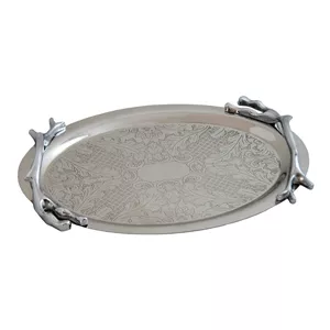 سینی پذیرایی مدل بیضی کوچک استیل مات کد SK-80088