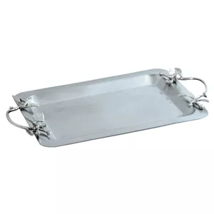 سینی پذیرایی مدل مستطیل متوسط استیل مات کد SK-80090 نقره ای