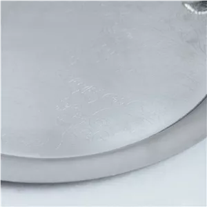 سینی پذیرایی مدل گرد کوچک استیل مات کد SK-80086 نقره ای