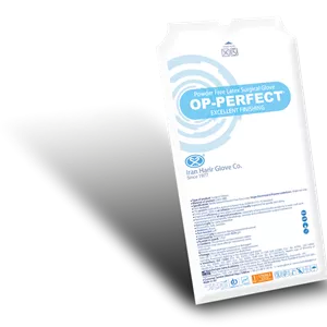 دستکش جراحی لاتکس بدون پودر برند op-perfect سایز متوسط