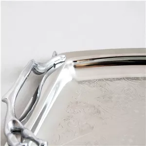 سینی پذیرایی مدل هلالی بزرگ استیل براق کد SS-80082 نقره ای