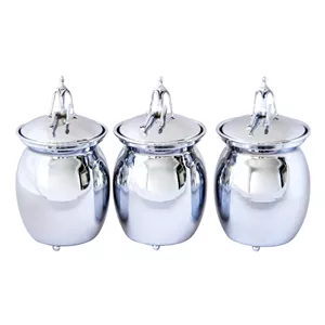 ست جا ادویه 3 پارچه مدل آدمک استیل کد S-4026 نقره ای