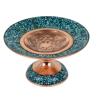 شیرینی خوری مسی فیروزه کوب گالری گوهران مدل شمس کد 1409 گارانتی 120 ماهه آقاجانی