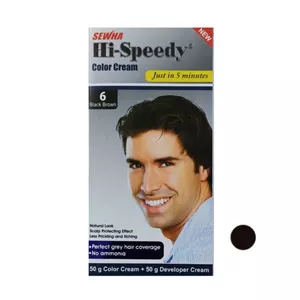کیت رنگ مو های اسپیدی (Hi Speedy) شماره 6 حجم 50 میلی‌لیتر رنگ قهوه ای تیره