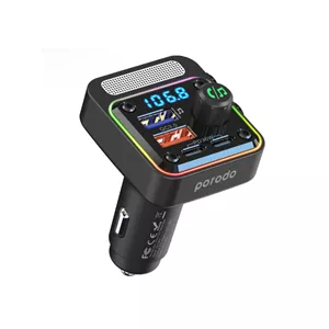 شارژر فندکی و پخش کننده بلوتوث پرودو مدل Porodo Quick-Charge FM Car مشکی