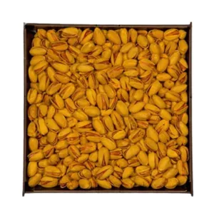 سینی پسته اکبری زعفرانی ممتاز باکس مربع مزبار - 700 گرم
