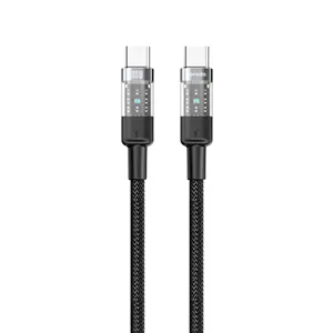 کابل Porodo Braided 100W PD C to C Fast Charging Cable with Transparent Head 1.2M