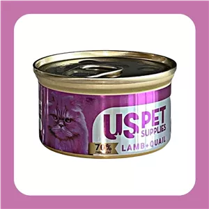 کنسرو 85 گرم نچرال گربه یو اس پت طعم بره و بلدرچین