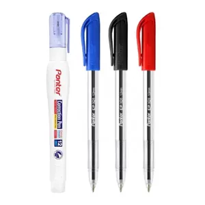 خودکار پنتر مدل EP101 کد 1014 بسته 3 عددی به همراه غلط گیر آبی