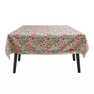 روشنا رومیزی 140*140 مربع طرح گل و برگ فانتزی