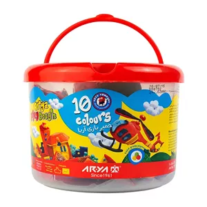 خمیر بازی 10 رنگ سطلی آریا (Arya) به همراه دی وی دی کد 1068 قرمز