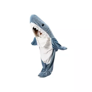 پتو کوکو جم مدل کوسه ای کودکان سایز 100×50 سانتی متر آبی روشن