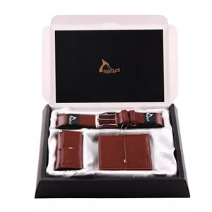 ست هدیه مردانه چرم بارز کد DS56 عسلی