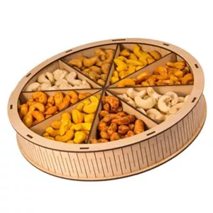 سینی بادام هندی شش طعم باکس دایره مزبار - 720 گرم