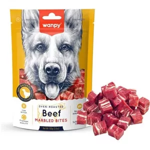 تشویقی سگ ونپی با طعم گوشت گاو مدل Beef Marbled وزن 100 گرم