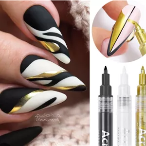 ماژیک طراحی کاشت ناخن دونه ای (رنگ های سفید، طلایی، مشکی، نقره ای و صورتی)