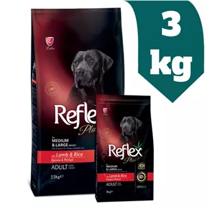 غذای خشک سگ بالغ رفلکس پلاس Reflex Plus با طعم بره و برنج وزن 3 کیلوگرم