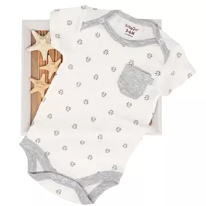 زیر دکمه دار آستین کوتاه نوزاد طرح پنگوئن بیبی فورلایف Baby4life ۳ تا ۶ ماهگی