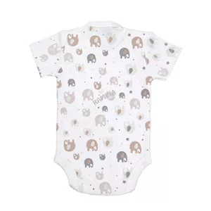 زیر دکمه دار آستین کوتاه نوزاد طرح فیل بیبی فورلایف Baby4life ۳ تا ۶ ماهگی