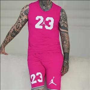 ست رکابی شلوارک جردن 23 سرخابی 3XL