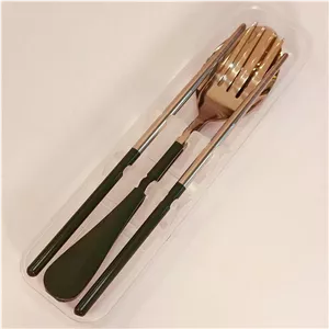 قاشق چنگال تمام استیل سبز