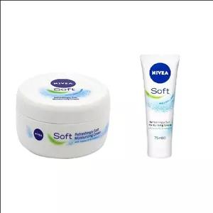 کرم مرطوب کننده نیوآ (Nivea) مدل soft حجم 300 میلی لیترهمراه کرم مرطوب کننده تیوپی حجم 75 میلی لیتر