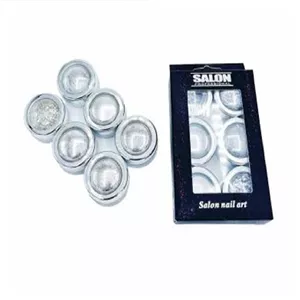 دیزاین ناخن کروم، شاترکروم وغیره نقره ای 6 عددی سالن Salon