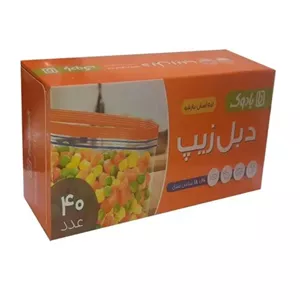کیسه زیپ دار بادوک مدل دبل زیپ بسته 40 عددی رنگ بی رنگ
