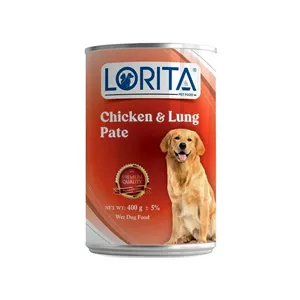 کنسرو سگ پته با طعم مرغ و جگر سفید 400 گرمی Lorita
