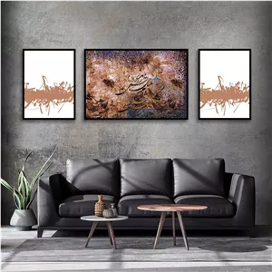 تابلو بکلیت طرح خطاطی و خوشنویسی مدل B-2589 مجموعه 3 عددی سایز 40*60*10 