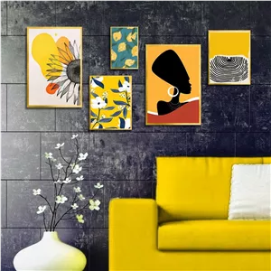 تابلو بکلیت طرح نقاشی چهره آفریقایی و گل مدل T-2722 مجموعه 5 عددی سایز 20*30*10 