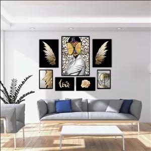 تابلو بکلیت طرح چهره و بال فرشته مدل B-2221 مجموعه 7 عددی سایز 30*40*10