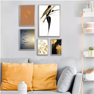 تابلو بکلیت طرح نقاشی مد و برگ مدل SI-3002 مجموعه 5 عددی سایز 40*60*10 