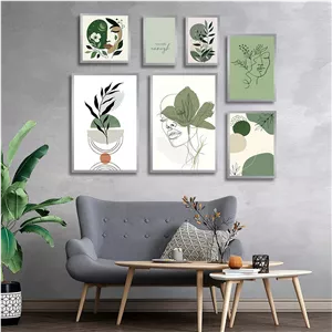 تابلو بکلیت طرح نقاشی چهره و برگ مدل SI-3068 مجموعه 7 عددی سایز 40*60*10 