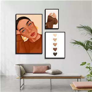 تابلو بکلیت طرح نقاشی چهره و کاشت ناخن مدل B-3108 مجموعه 3 عددی سایز 20*30*10 