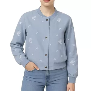 کت کتان ژاکارد گلدار زنانه آر ان اس مدل 11122523 آبی L