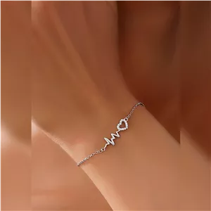 دستبند نقره ضربان قلب وارداتی