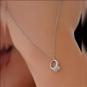 گردنبند نقره حلقه تک نگین وارداتی 
