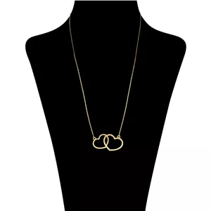 گردنبند طلا 18 عیار زنانه گالری طلای مهر مدل MM0910 طرح دو قلب 1.500 