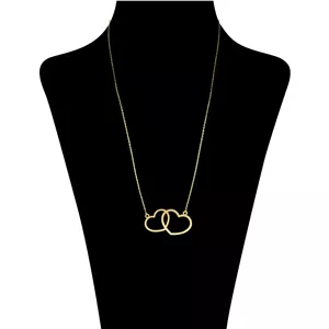 گردنبند طلا 18 عیار زنانه گالری طلای مهر مدل MM0910 طرح دو قلب 2.7 